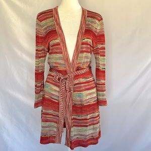 Dana Buchman Striped Belted Cardigan